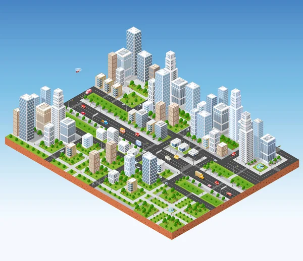 Megapolis 3d izometryczny — Wektor stockowy