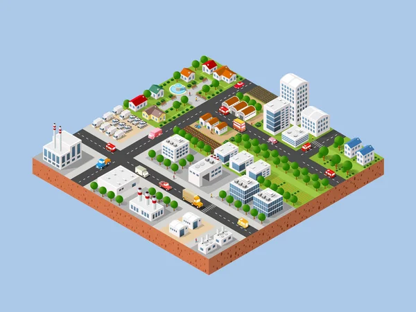 Ciudad con casas — Vector de stock