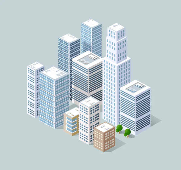 Isometrische 3D-Stadt — Stockvektor