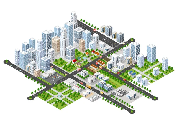 Megapolis 3d isometrische — Stockvector