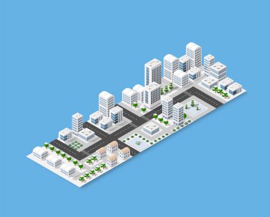İzometrik modern şehir