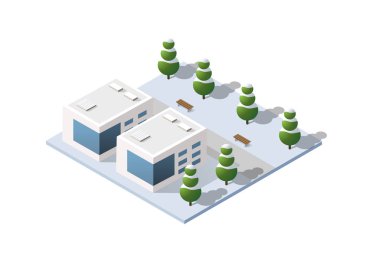 Şehir üç boyutlu kış şehir