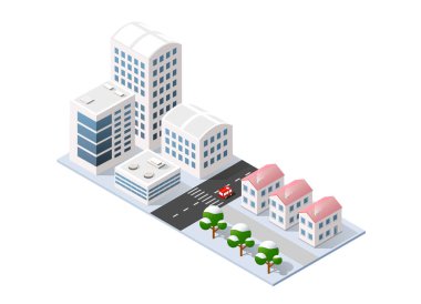 Şehir üç boyutlu kış şehir