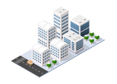 Şehir üç boyutlu kış şehir