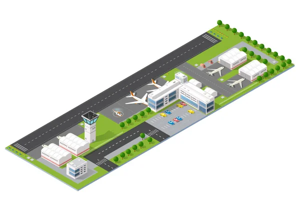 De luchthaven van de stad met vervoer — Stockvector