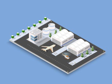 İzometrik 3d uçak pisti