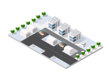 İzometrik 3d uçak pisti