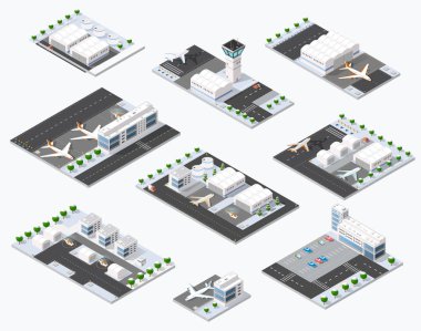 İzometrik 3d uçak pisti