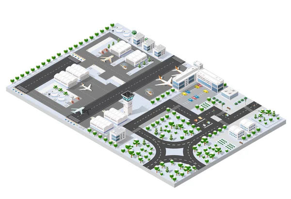 Pista de aterrizaje 3D isométrica — Vector de stock