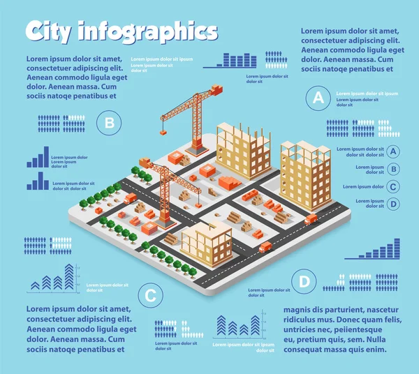 Izometryczne miasta mapę przemysłu — Wektor stockowy