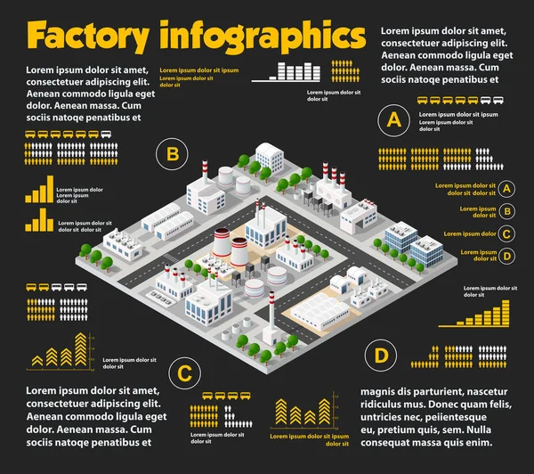 City isometric industrial — Stock Vector