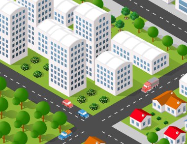 İzometrik 3d çizim şehir kentsel