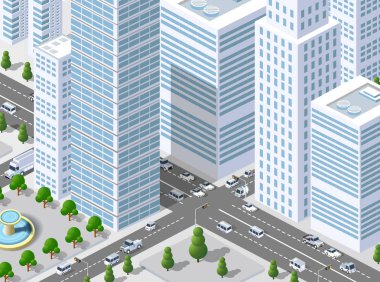 İzometrik 3d çizim şehir