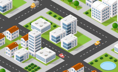 İzometrik 3d çizim şehir kentsel