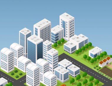 İzometrik 3d çizim şehir kentsel