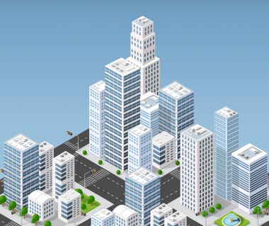 İzometrik 3d çizim şehir