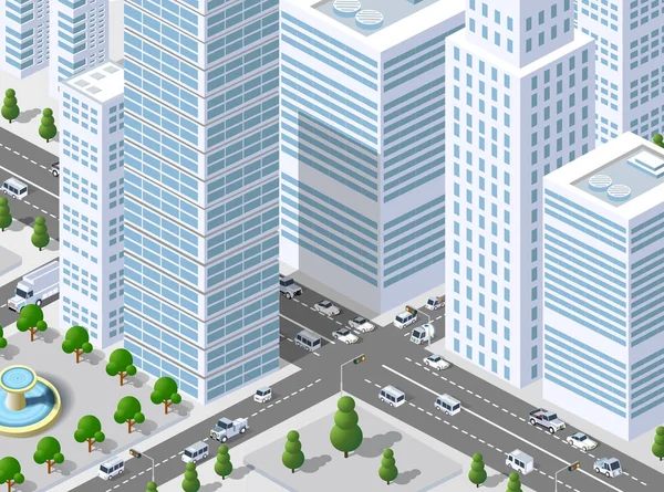 Izometryczny 3d ilustracja miasto — Wektor stockowy