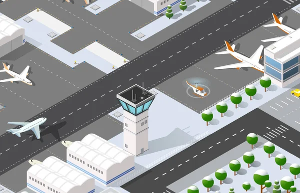 Isometric 3D airport — Stock Vector