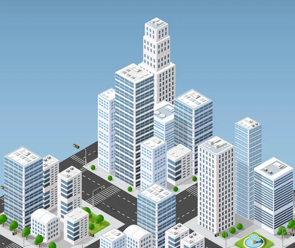 Illustration 3D isométrique ville — Image vectorielle