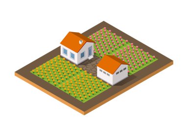 İzometrik kırsal rustik çiftlik