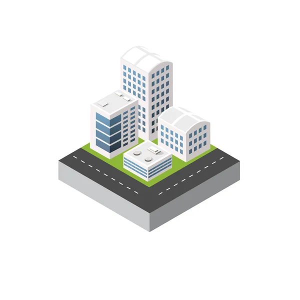 Isometrische 3d illustratie stad stedelijke — Stockvector