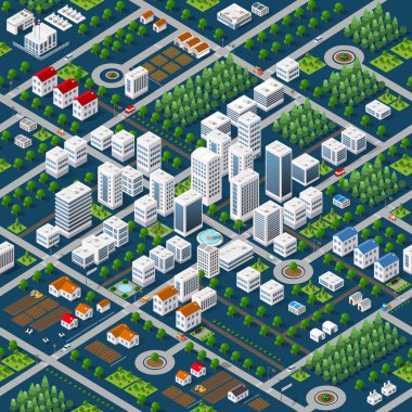 İzometrik 3d megapolis