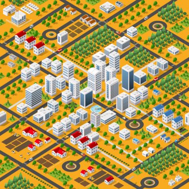İzometrik 3d megapolis