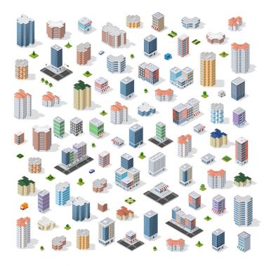 Modern izometrik binalar kümesi
