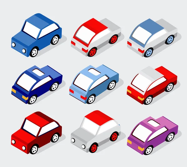 Conjunto isométrico de coches — Vector de stock