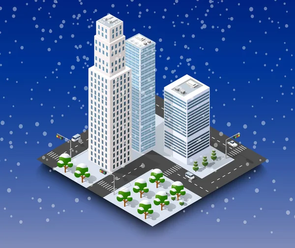 Winterlandschaft der Stadt — Stockvektor