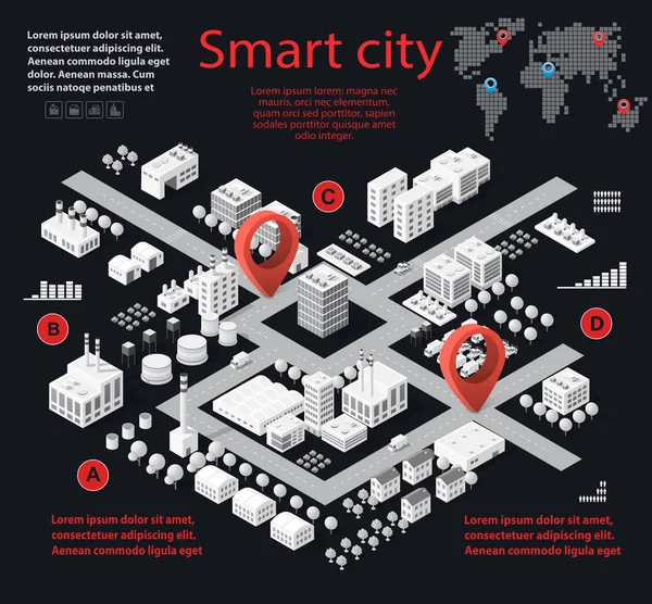 Smart city ізометричного — стоковий вектор