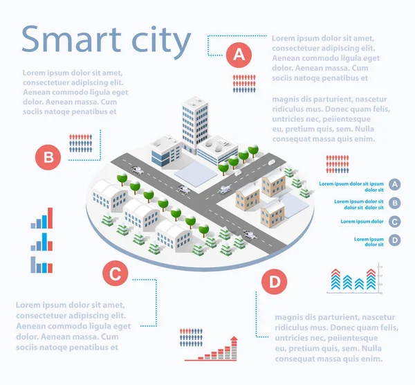 Smart stad isometrisk — Stock vektor