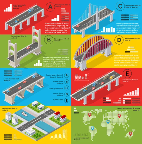 Infographics van bruggen in het veld — Stockvector