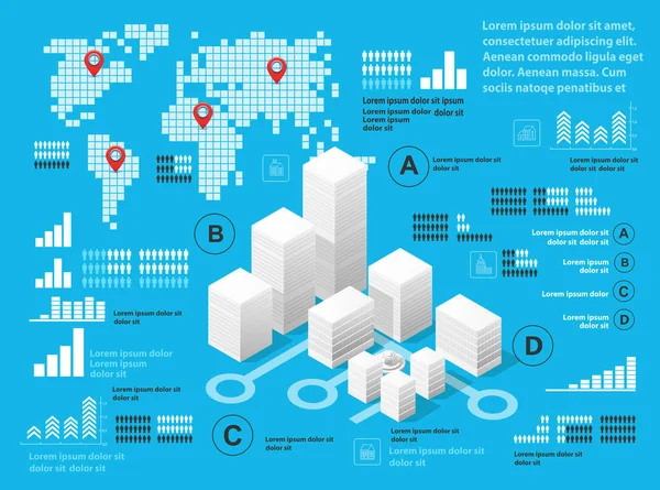 Blauwe illustratie infographics — Stockvector