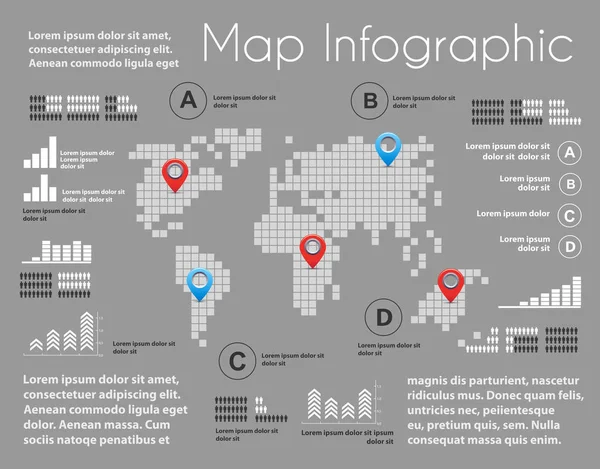 Infográficos do esquema de mapas — Vetor de Stock