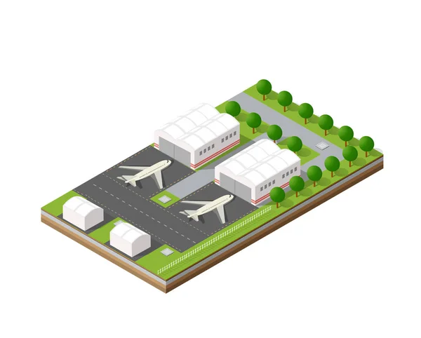 Bandar Udara City dengan transportasi - Stok Vektor
