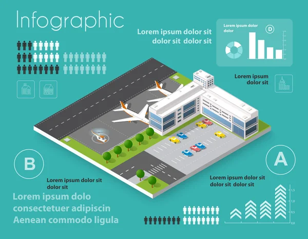 Aéroport de la ville avec transport — Image vectorielle