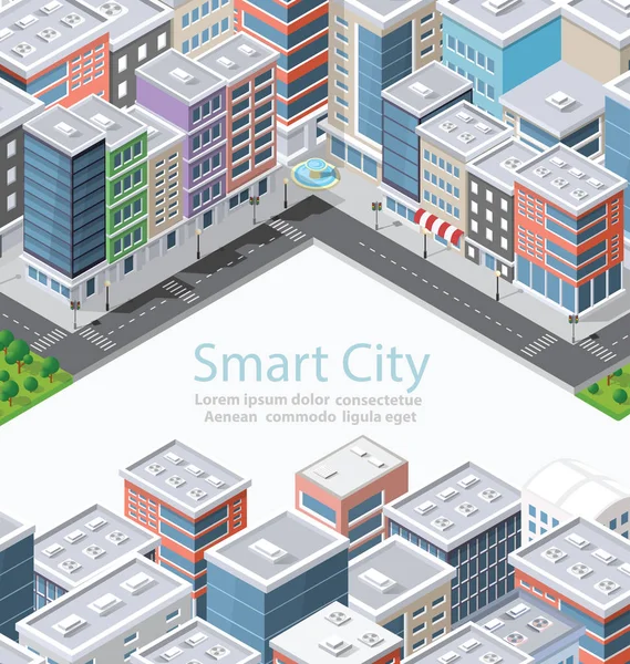 Smart city in isometric — Stock Vector
