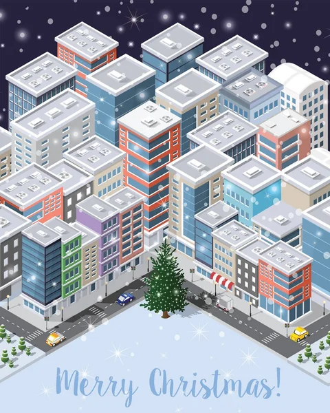 Natal inverno cidade fundo — Vetor de Stock