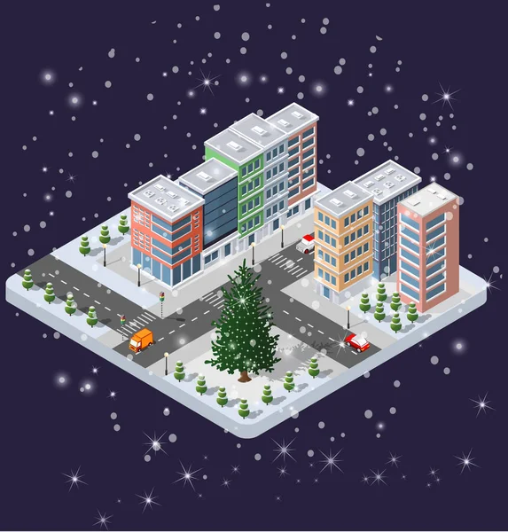 Zima Boże Narodzenie miejskiej dzielnicy modułów — Wektor stockowy