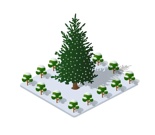 Zasněžený vánoční strom — Stockový vektor