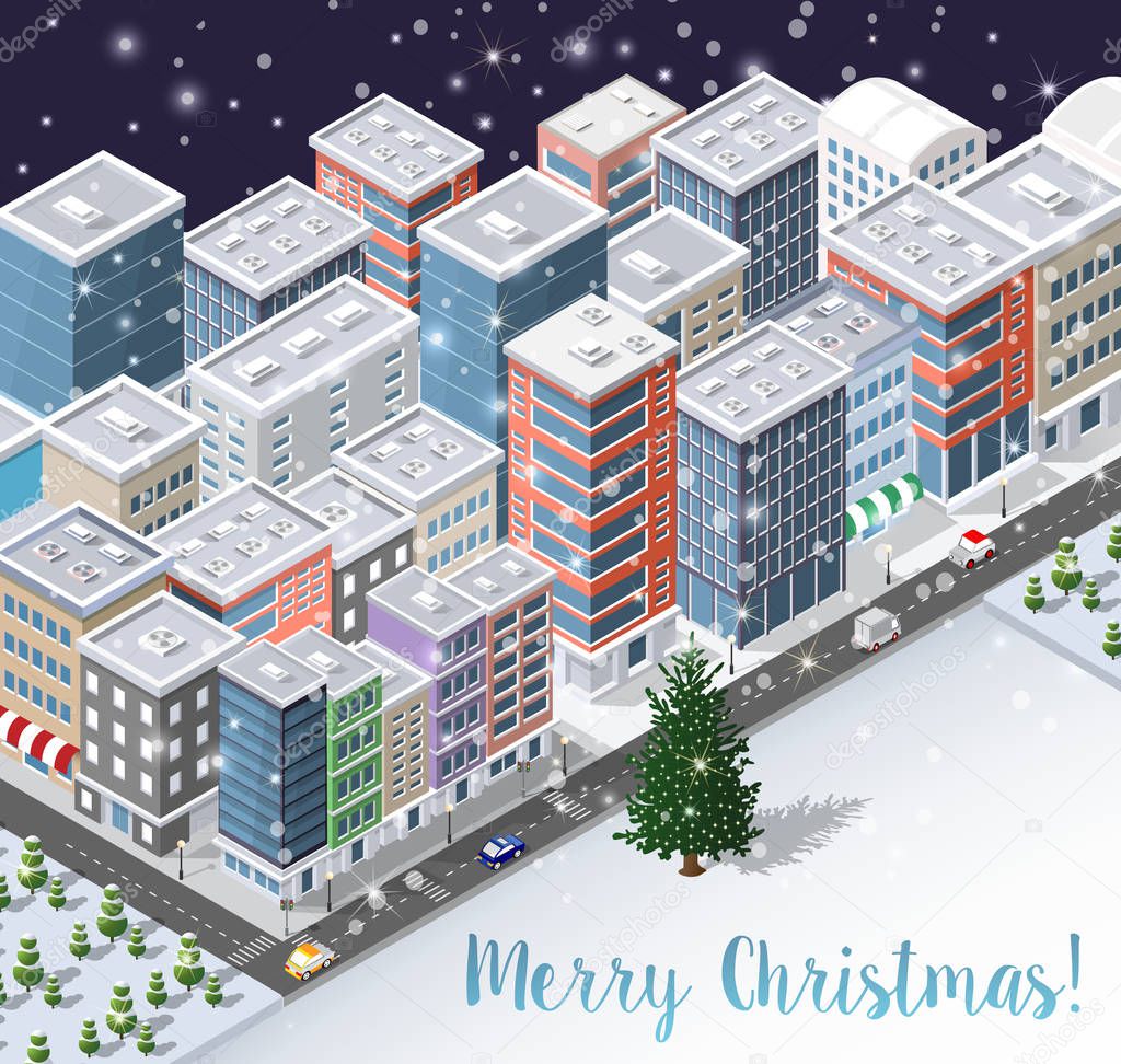 Christmas winter city background d