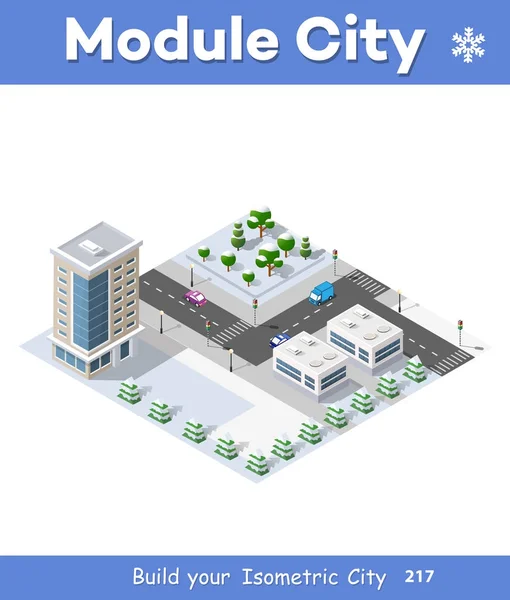 Hiver Noël quartiers urbains modules — Image vectorielle