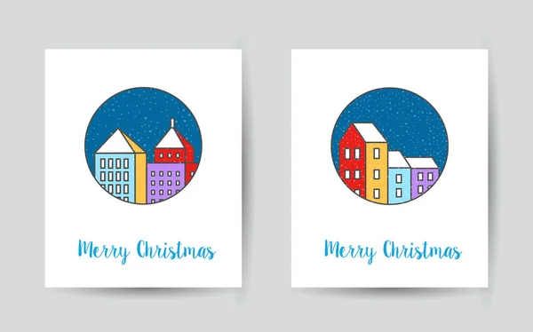 Stadt-Weihnachtspostkarte — Stockvektor