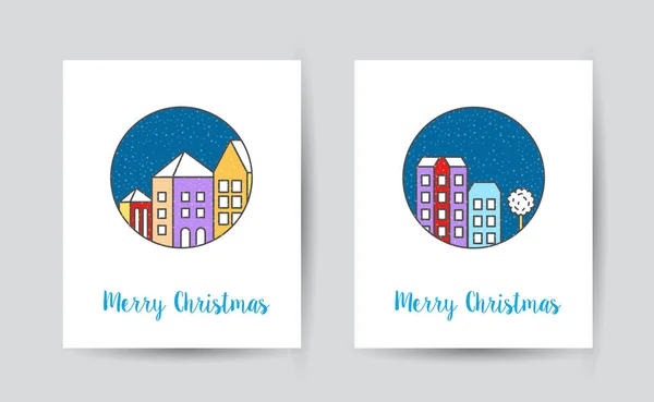 Cidade xmas cartão postal — Vetor de Stock