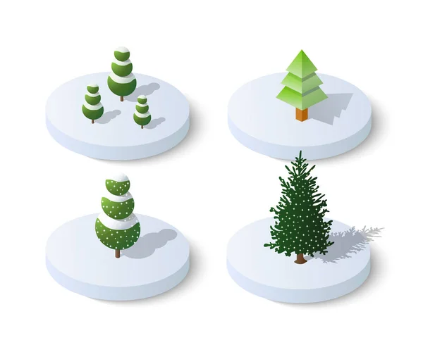 Zimní zasněžené vánoční ikony — Stockový vektor