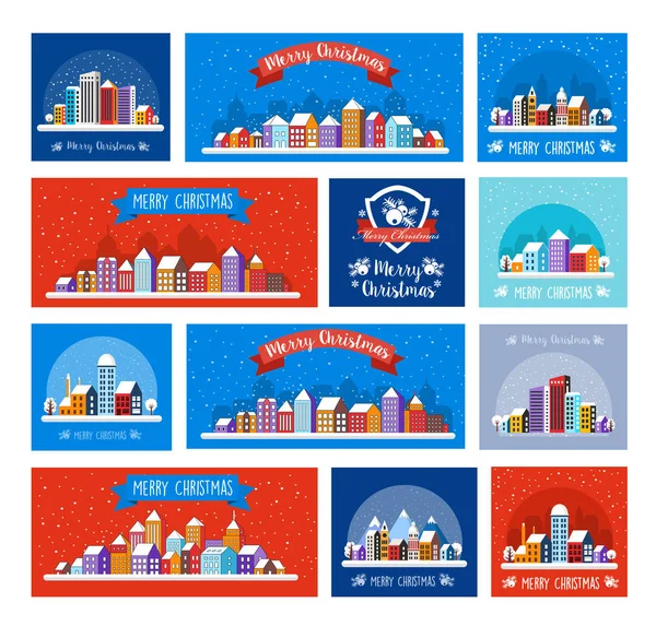 Decoración de Navidad diseño calle de invierno — Vector de stock