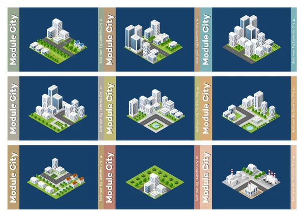 Комплект городских площадей модулей — стоковый вектор