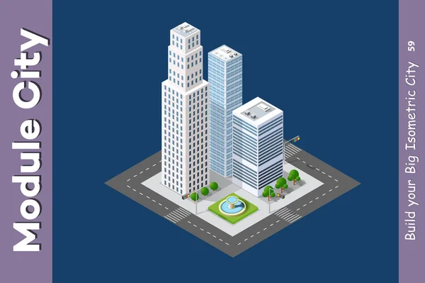 Městské izometrické mrakodrap — Stockový vektor