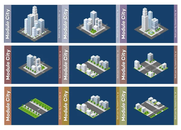 Urbain gratte-ciel isométrique — Image vectorielle